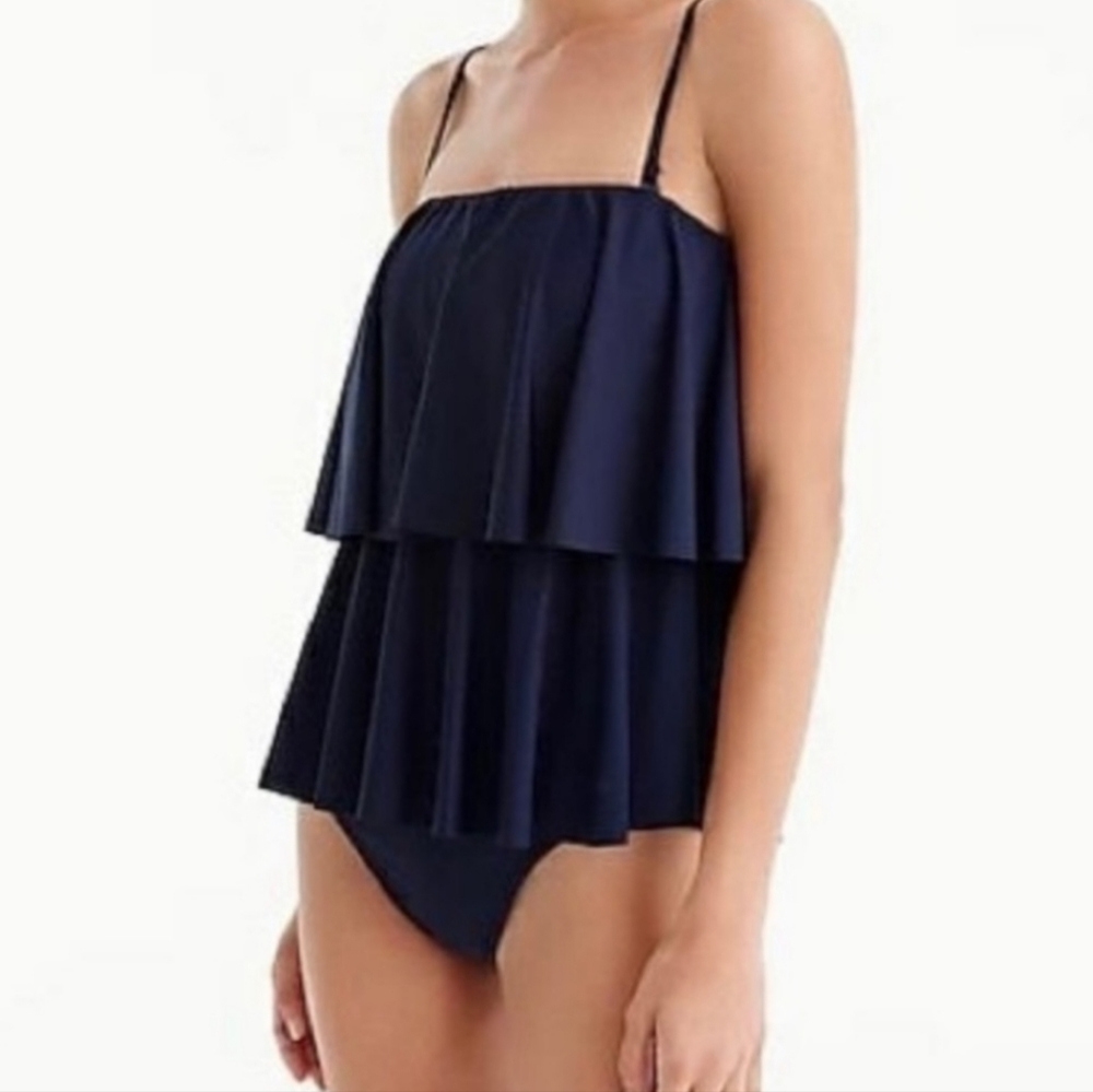J crew size 6 ruffle one piece black swimsuit